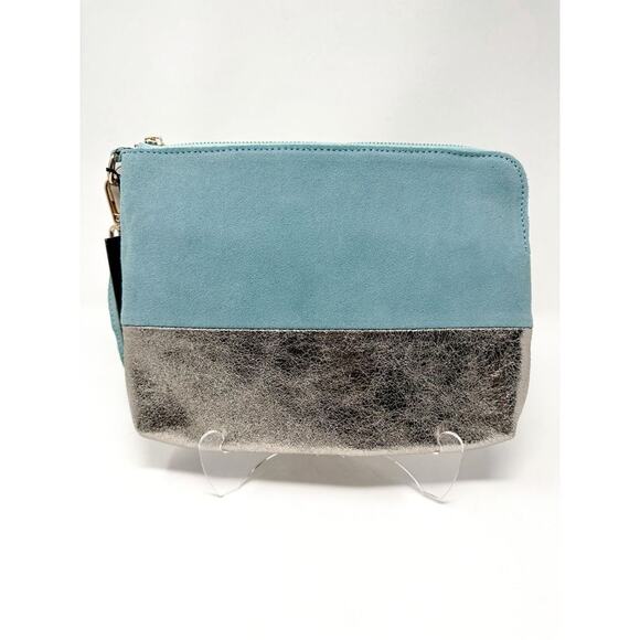 NEW with Tags Street Level Mirabella Metallic Sueded and Leather Wristlet Clutch - Picture 2 of 14